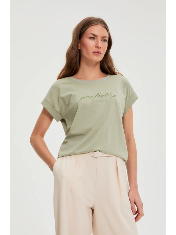 Moodo Maslinasta bluza s natpisom Moodo