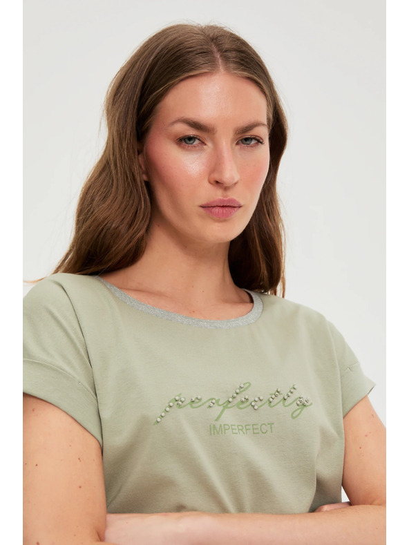 Moodo Maslinasta bluza s natpisom Moodo