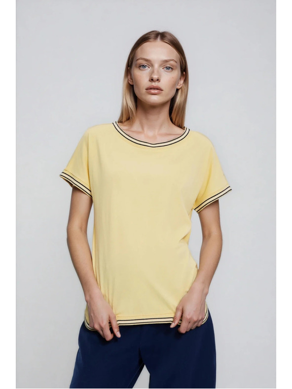 Moodo Žuta bluza s dekorativnim rubom Moodo