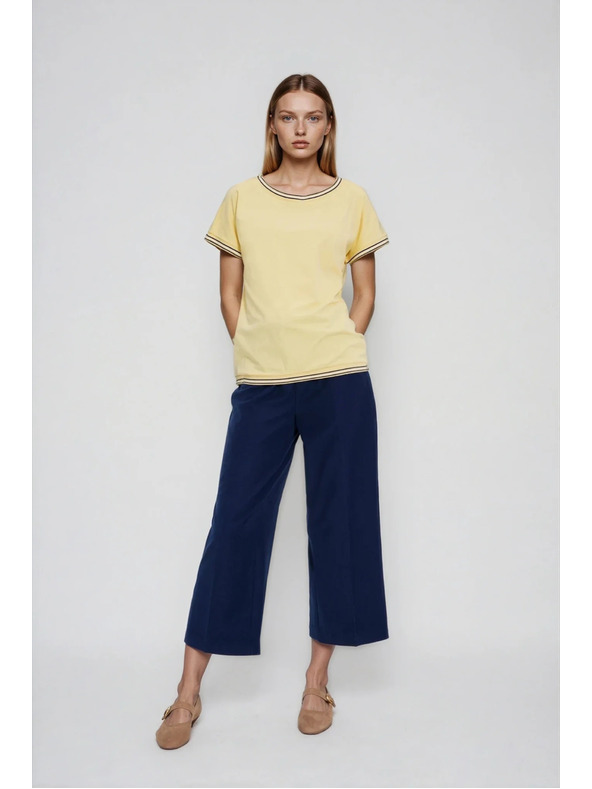 Moodo Žuta bluza s dekorativnim rubom Moodo
