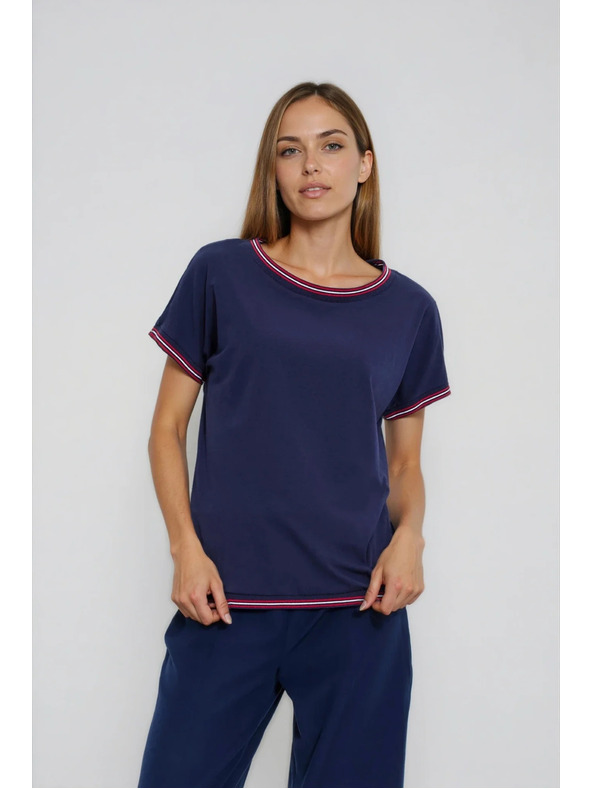 Moodo Tamno plava bluza s dekorativnim rubom Moodo