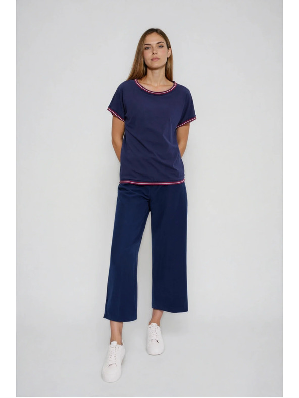 Moodo Tamno plava bluza s dekorativnim rubom Moodo