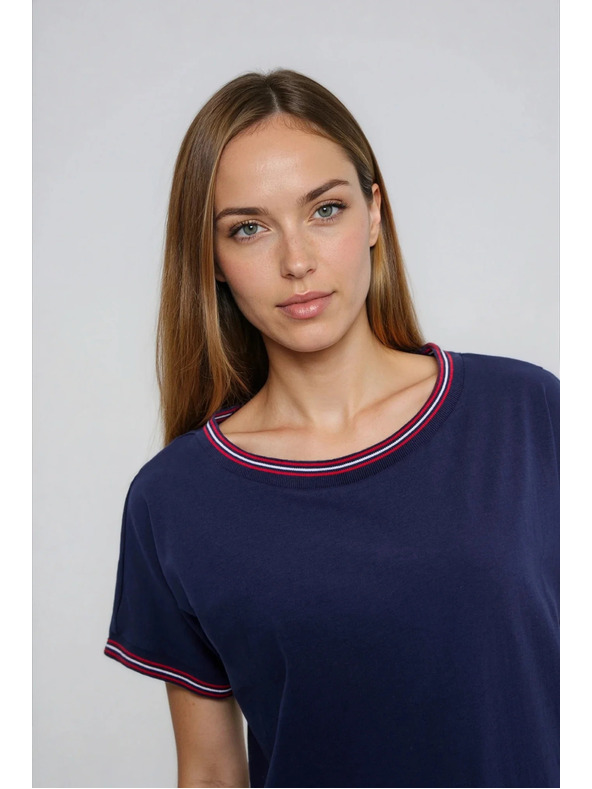 Moodo Tamno plava bluza s dekorativnim rubom Moodo