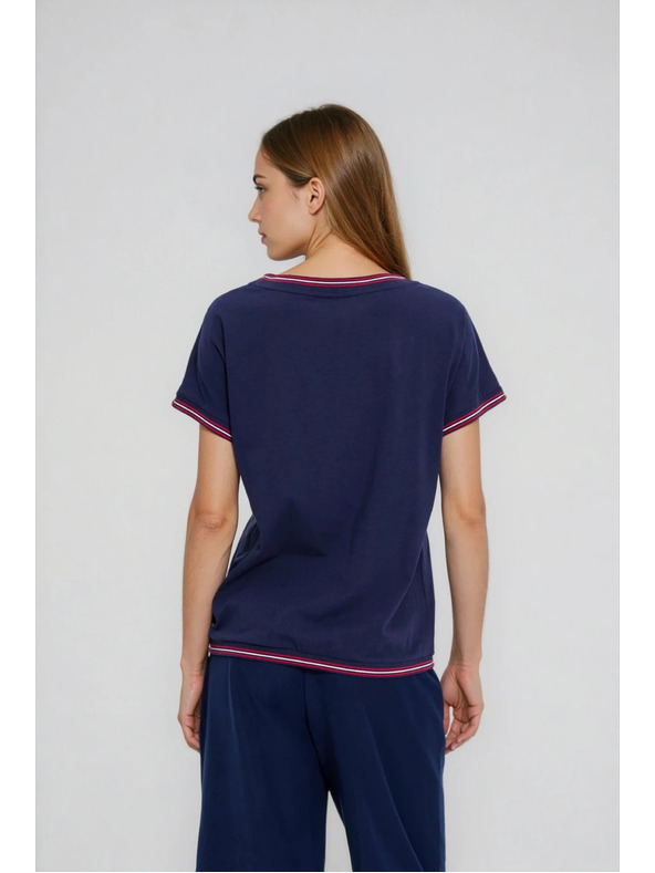 Moodo Tamno plava bluza s dekorativnim rubom Moodo