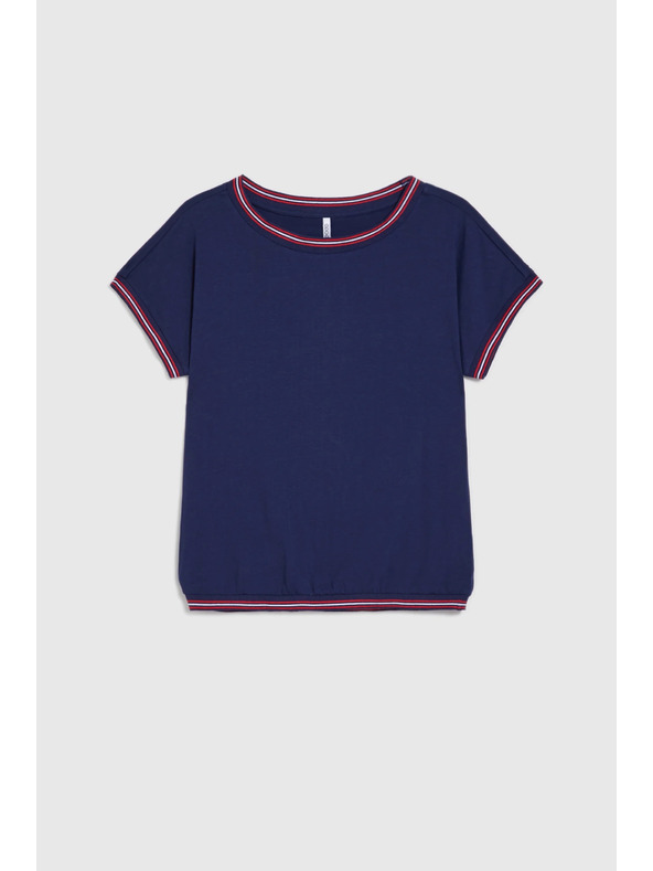 Moodo Tamno plava bluza s dekorativnim rubom Moodo