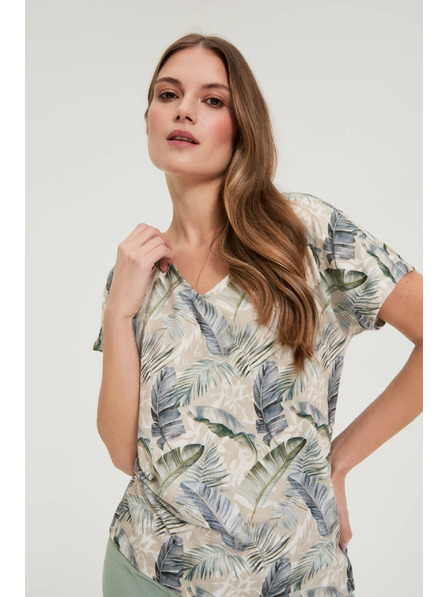 Moodo Bež bluza s V-izrezom Moodo