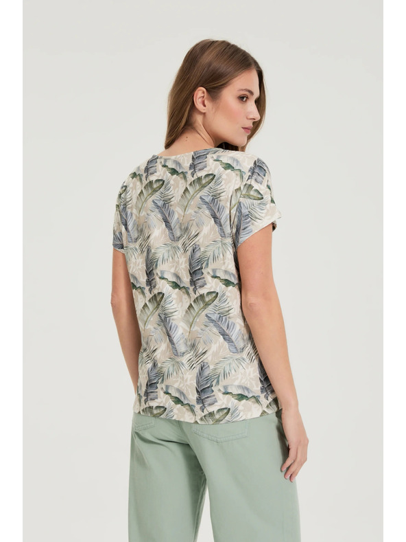 Moodo Bež bluza s V-izrezom Moodo