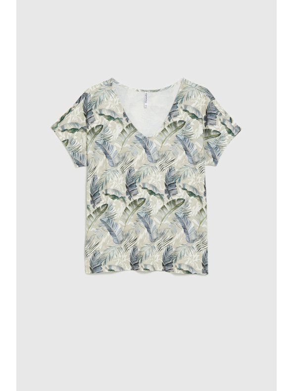 Moodo Bež bluza s V-izrezom Moodo