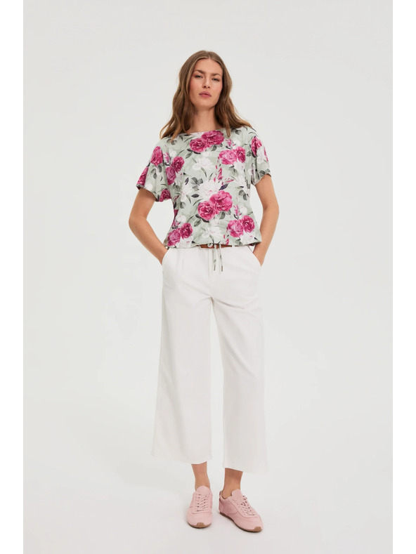 Moodo Maslinasto zelena cvjetna bluza s mašnom Moodo