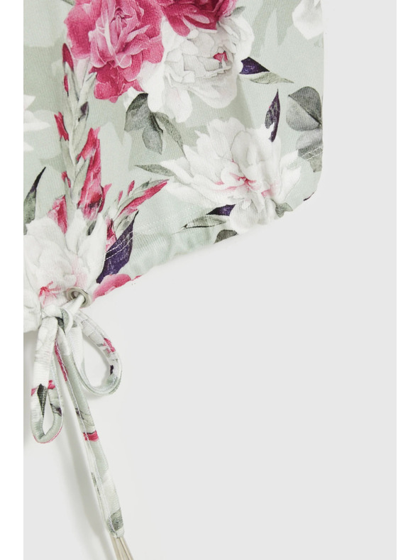 Moodo Maslinasto zelena cvjetna bluza s mašnom Moodo