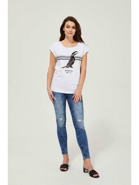 Moodo Uske traperice srednjeg struka s oderancima plave Moodo