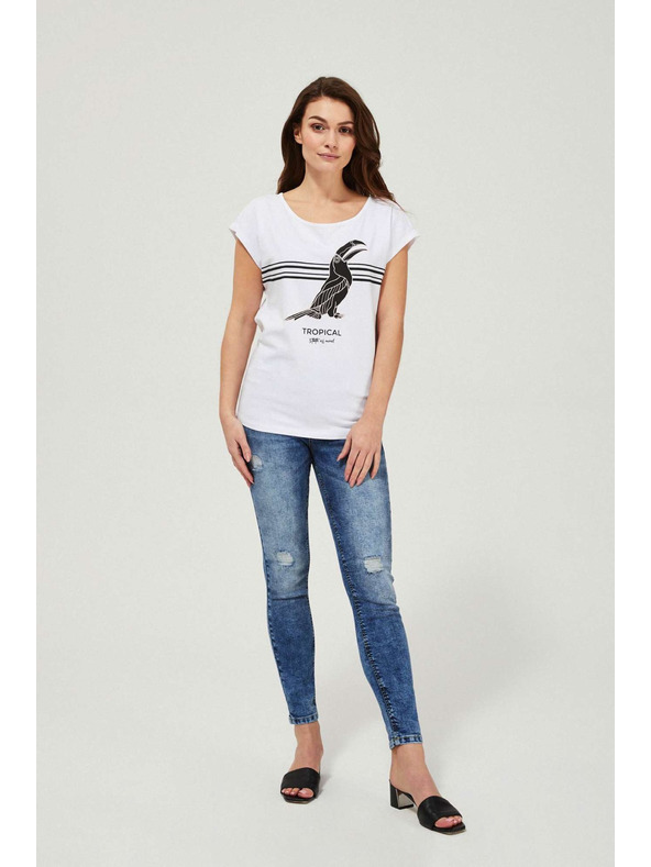 Moodo Uske traperice srednjeg struka s oderancima plave Moodo