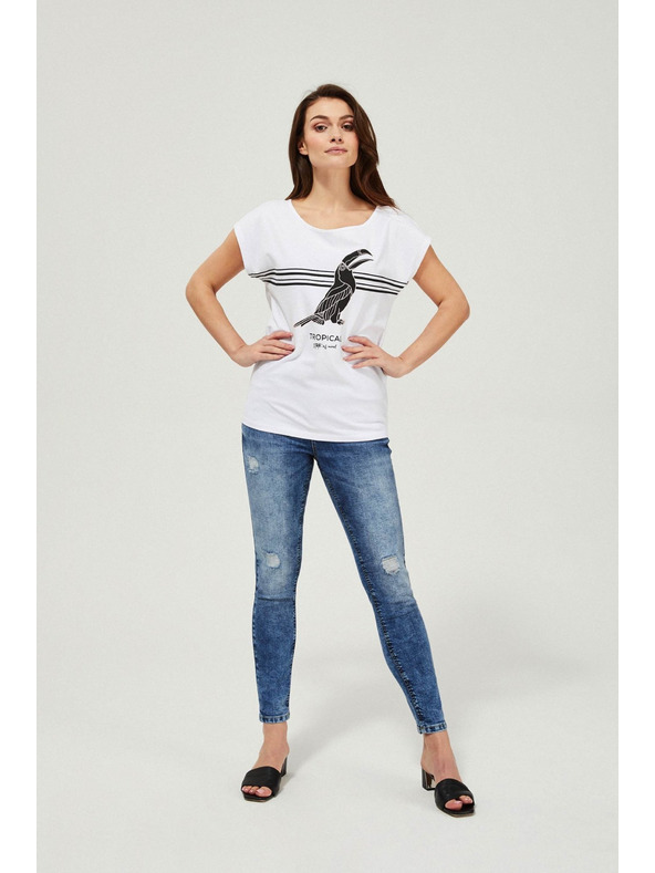 Moodo Uske traperice srednjeg struka s oderancima plave Moodo