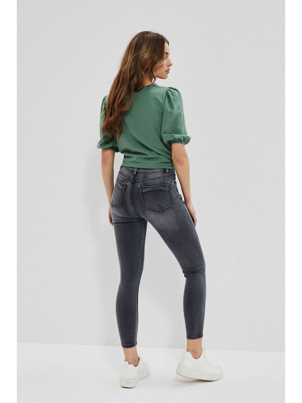 Moodo Grafitne traperice visokog struka s oderancima na bedrima Moodo