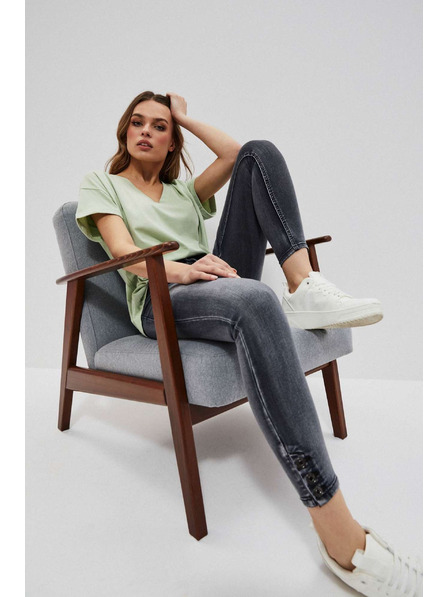 Moodo Uske traperice srednjeg struka s oderancima grafitne Moodo