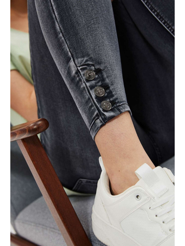 Moodo Uske traperice srednjeg struka s oderancima grafitne Moodo