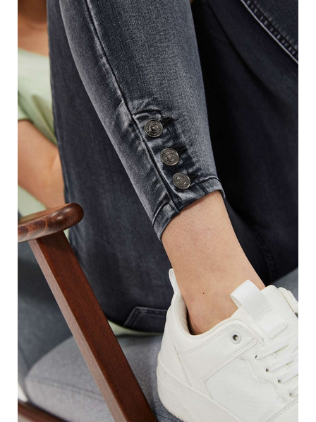 Moodo Uske traperice srednjeg struka s oderancima grafitne Moodo