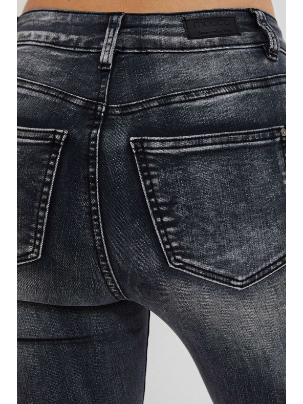 Moodo Uske traperice srednjeg struka s oderancima grafitne Moodo