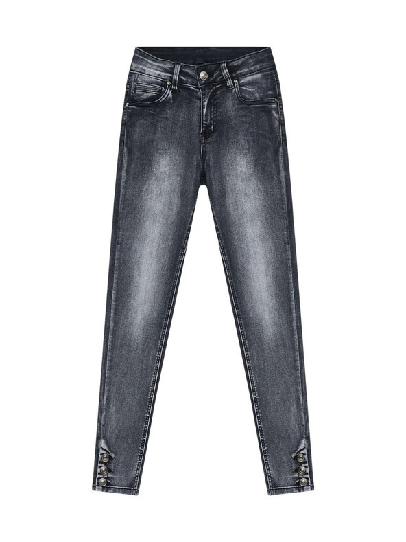 Moodo Uske traperice srednjeg struka s oderancima grafitne Moodo