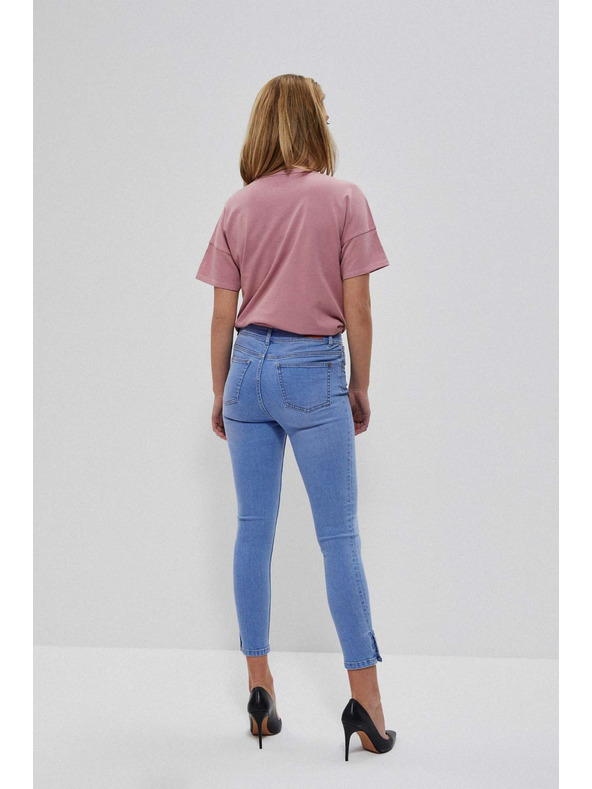 Moodo Plave traperice srednjeg struka s gumbima na nogavicama Moodo