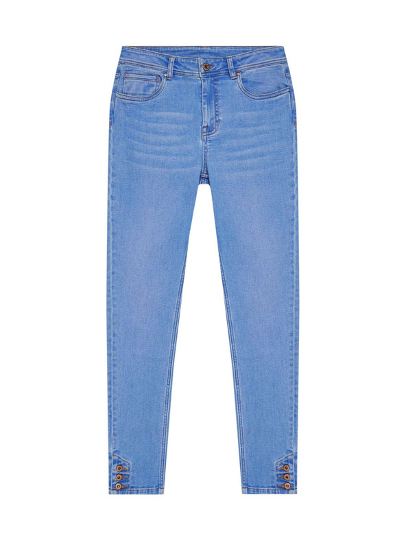 Moodo Plave traperice srednjeg struka s gumbima na nogavicama Moodo