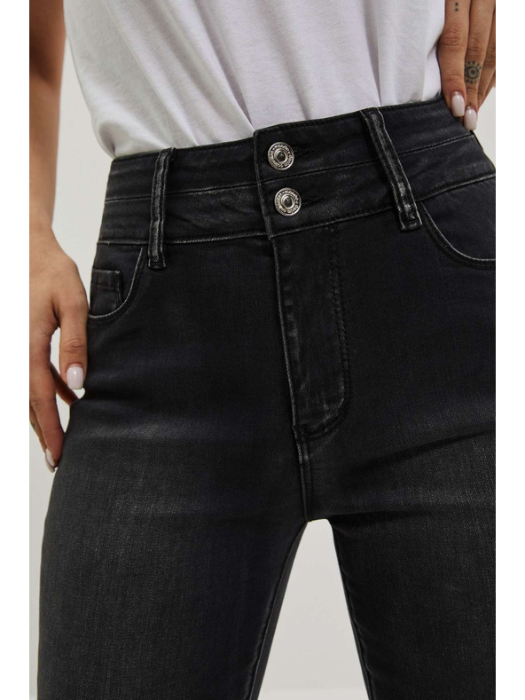 Moodo Skinny traperice s duplim gumbom grafitne Moodo