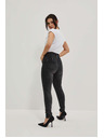 Moodo Skinny traperice s duplim gumbom grafitne Moodo