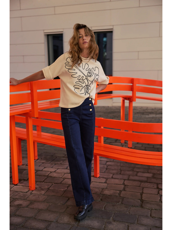 Moodo Tamno plave wide leg traperice Moodo