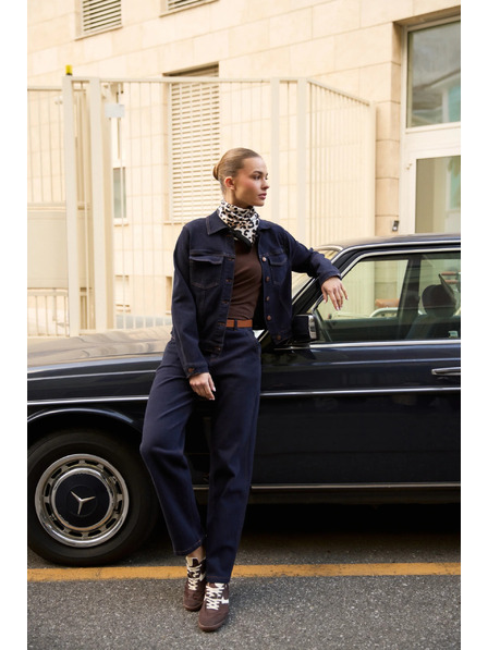 Moodo Tamno tamno plave traperice sa remenom Moodo