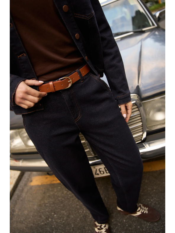 Moodo Tamno tamno plave traperice sa remenom Moodo