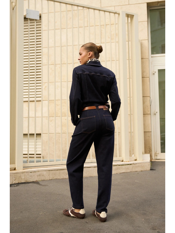 Moodo Tamno tamno plave traperice sa remenom Moodo