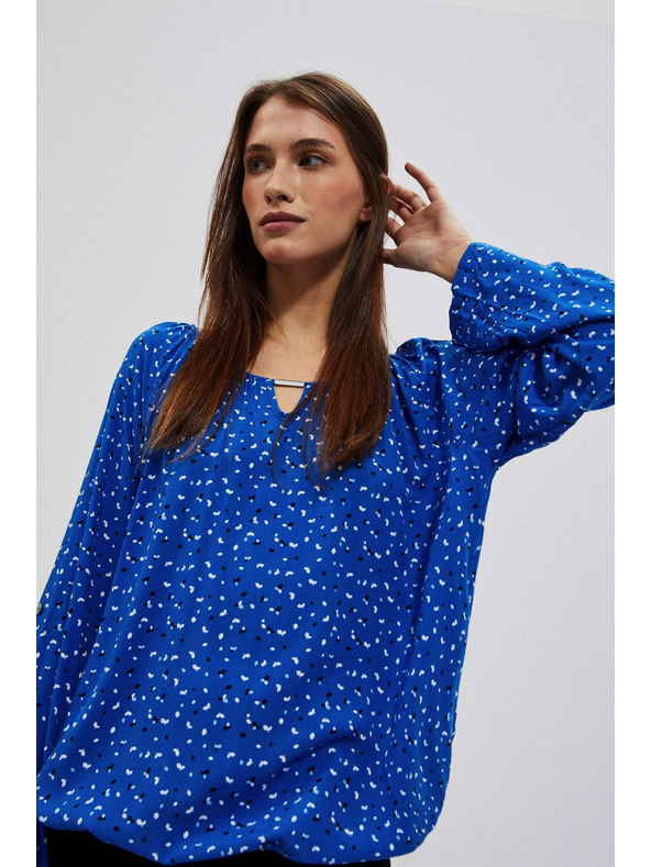 Moodo Uzorana košulja s čamac izrezom plava Moodo