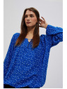 Moodo Uzorana košulja s čamac izrezom plava Moodo