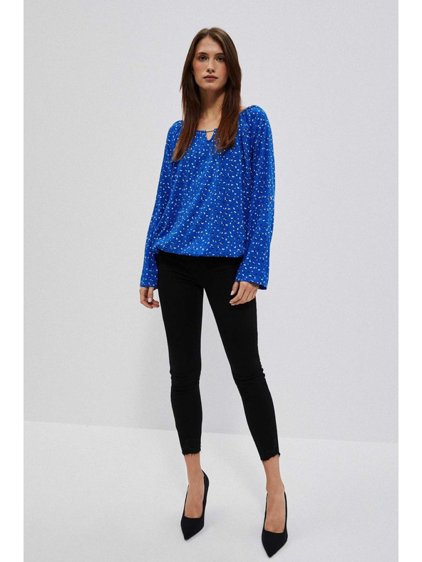 Moodo Uzorana košulja s čamac izrezom plava Moodo