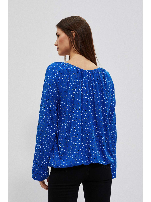 Moodo Uzorana košulja s čamac izrezom plava Moodo