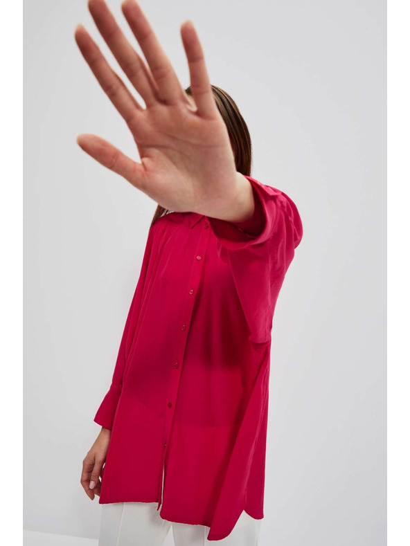 Moodo Crvena košulja s naboranim rukavima Moodo