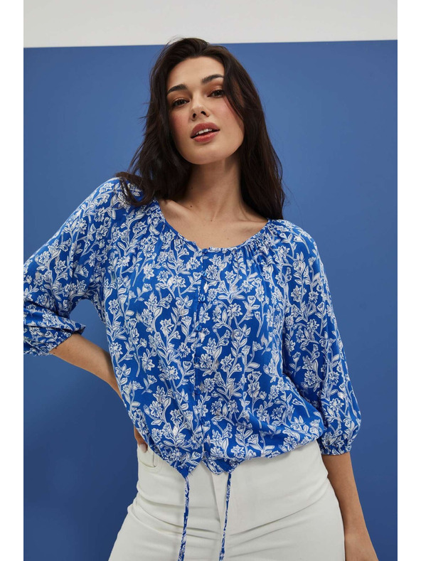 Moodo Uzorana košulja na gumbe plava Moodo