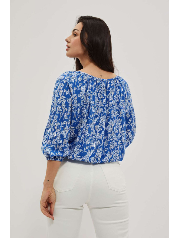 Moodo Uzorana košulja na gumbe plava Moodo