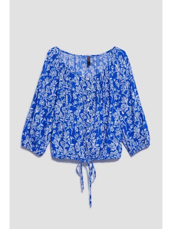 Moodo Uzorana košulja na gumbe plava Moodo