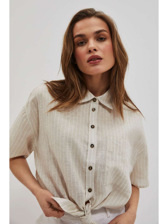 Moodo Lanena košulja sa vezivanjem Moodo