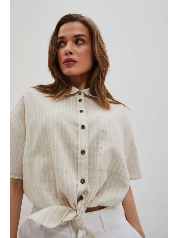 Moodo Lanena košulja sa vezivanjem Moodo