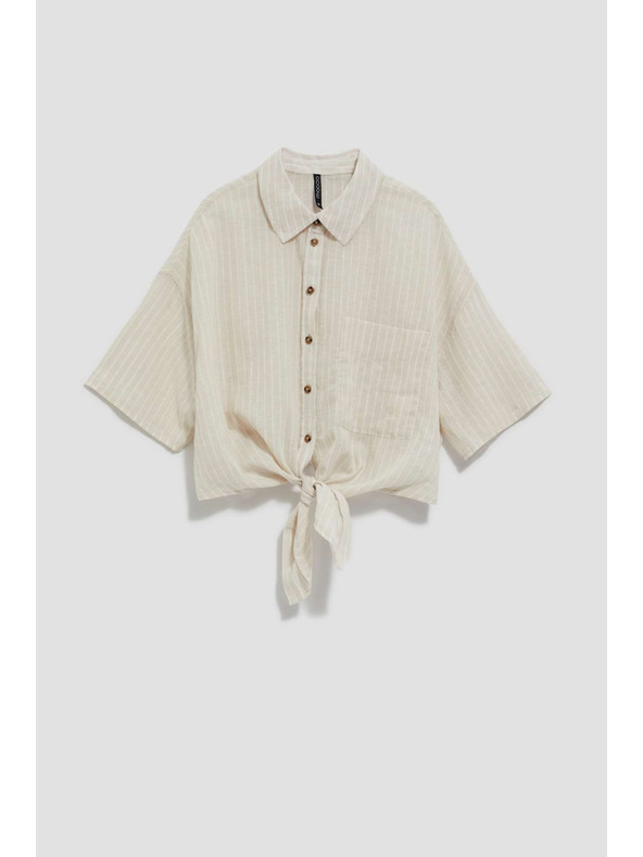 Moodo Lanena košulja sa vezivanjem Moodo