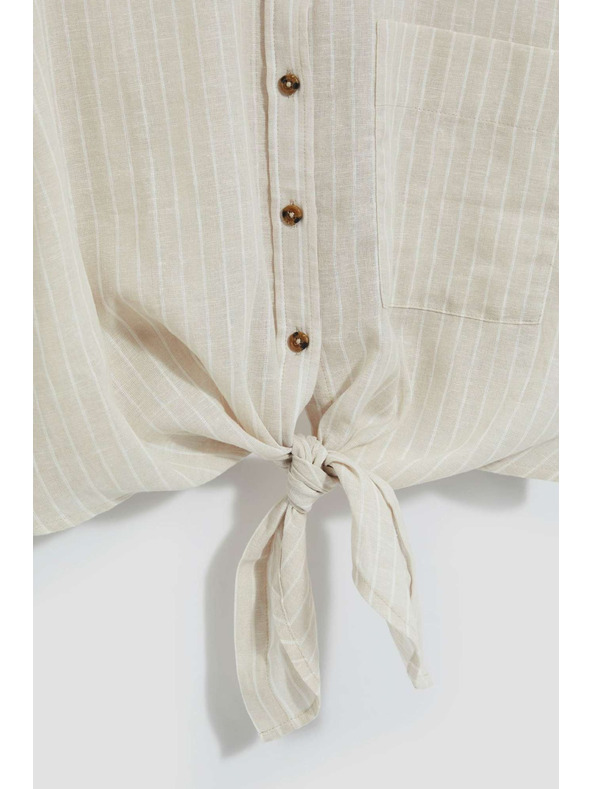 Moodo Lanena košulja sa vezivanjem Moodo