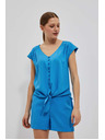 Moodo Azurna košuljasta majica sa zavezivanjem Moodo