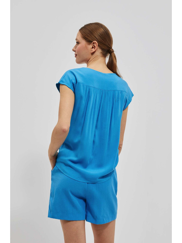 Moodo Azurna košuljasta majica sa zavezivanjem Moodo