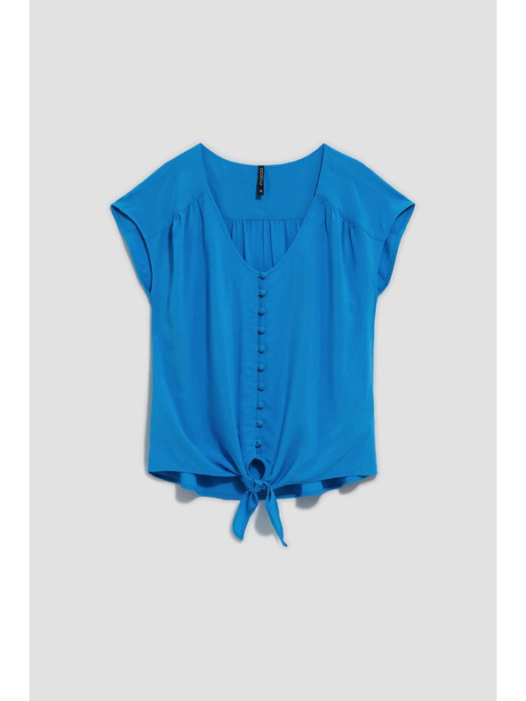 Moodo Azurna košuljasta majica sa zavezivanjem Moodo