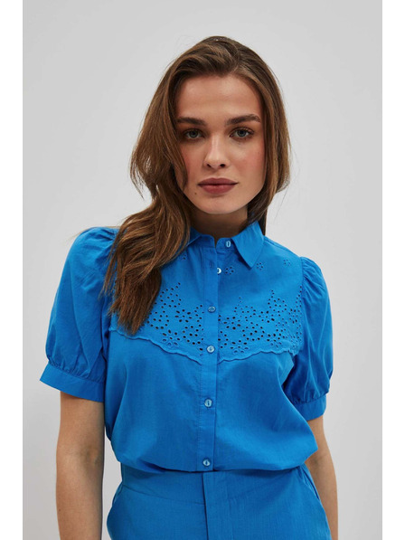 Moodo Azurna košulja s naboranim rukavima Moodo