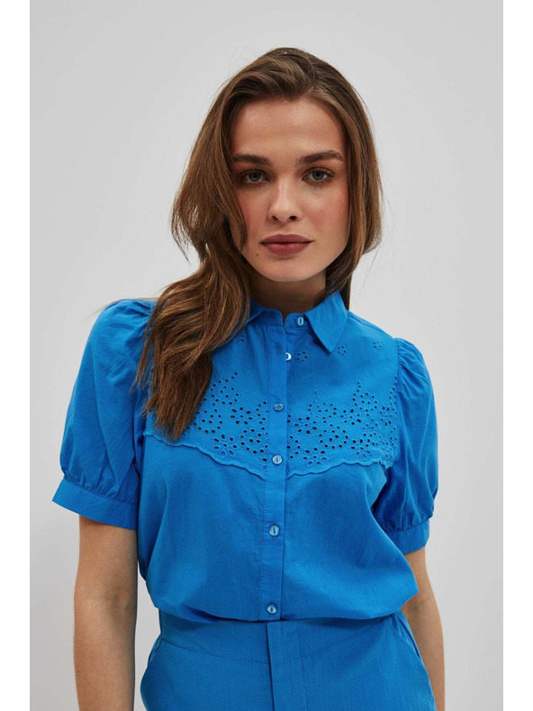 Moodo Azurna košulja s naboranim rukavima Moodo