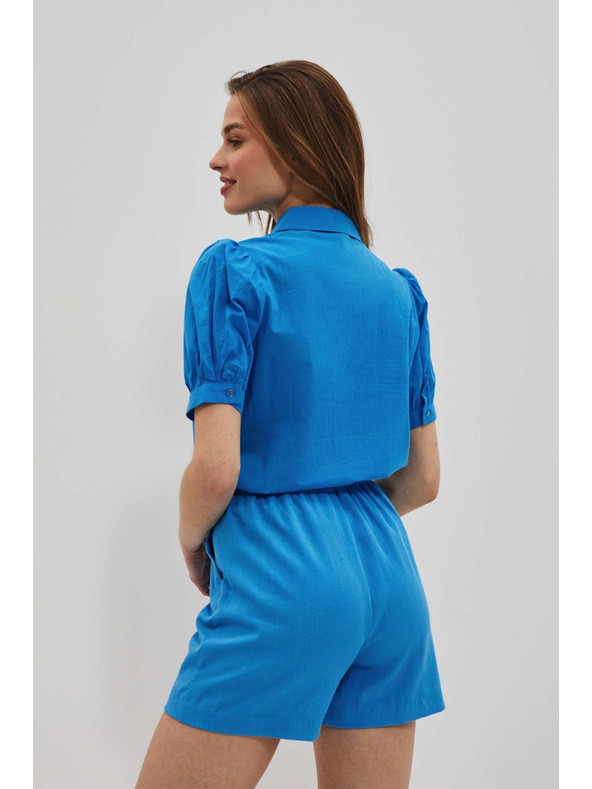 Moodo Azurna košulja s naboranim rukavima Moodo