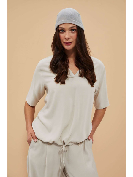 Moodo Pijesak smeđa košulja Moodo sa vezivanjem u struku i V-izrezom